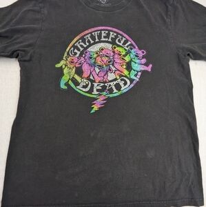 Grateful Dead Dancing Bears Multicolored Graphic Black Tee Large